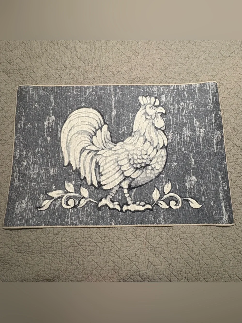 Temp-tations 2'x3' Rooster Grey Washable Nonslip Kitchen Mat Rug Temptations New